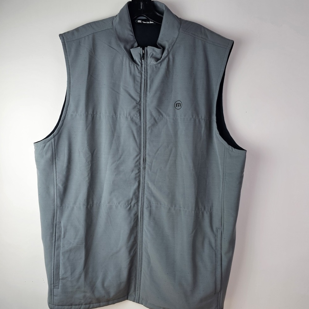 Travis Mathew Men's Gray Quilted Zip-Front Vest